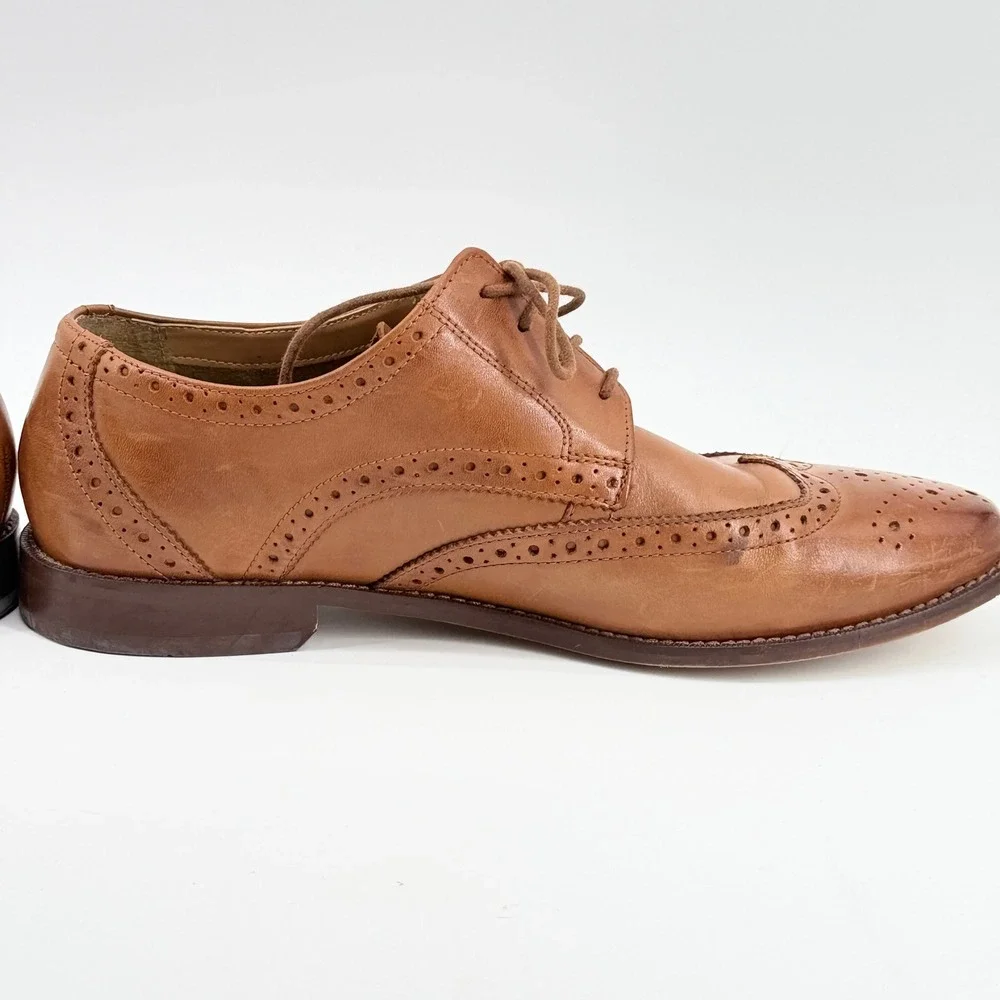 Florsheim Mens 11737 257 Tan Leather Wingtip Brogue Oxford Shoes 10.5 D
